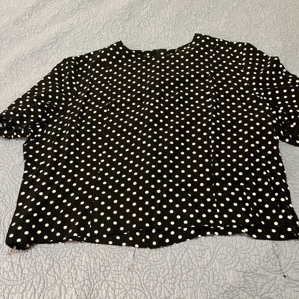 Vintage Black & White Polka Dot Blouse